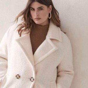 Additionelle Cream Double-breasted wool coat
